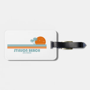 Stinson Beach California Sun Palm Trees Luggage Tag