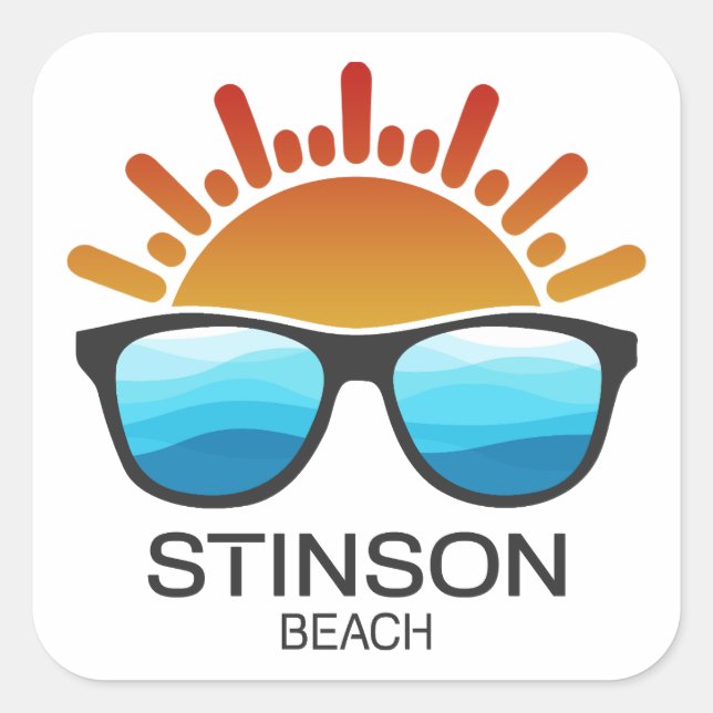 Stinson Beach California Sunglasses Square Sticker (Front)