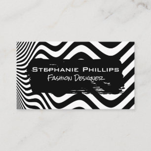 Stiped Waves   Black and White Business Card