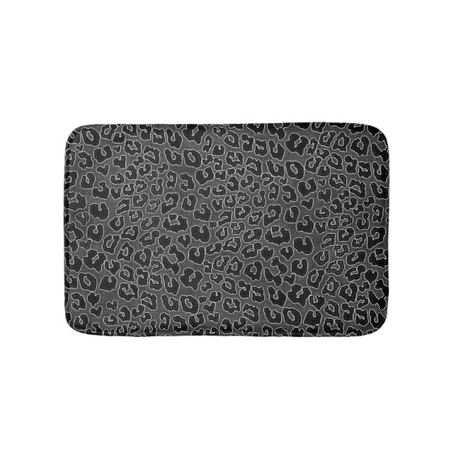 Stippled Black Leopard Print Bath Mat (Front)