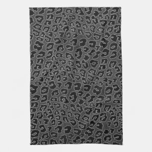 Stippled Black Leopard Print Tea Towel