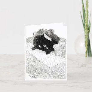 Stippled Kitty Personalised Greeting Card