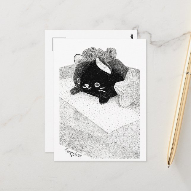 Stippled Kitty Postcard (Front/Back In Situ)
