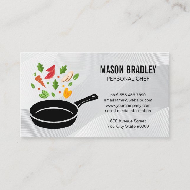 Stir Frying Vegetables in Cast Iron Pan Business Card (Front)