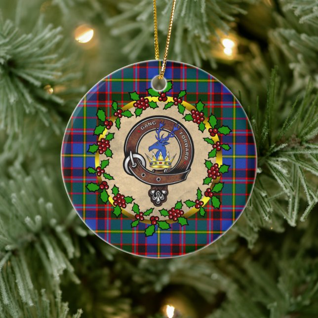 Stirling Badge & Tartan Personalised Christmas Ceramic Ornament (Tree)