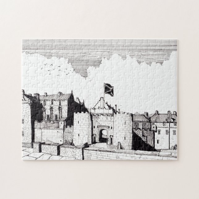 Stirling Castle Scotland Pen Ink Drawing Jigsaw Puzzle (Horizontal)