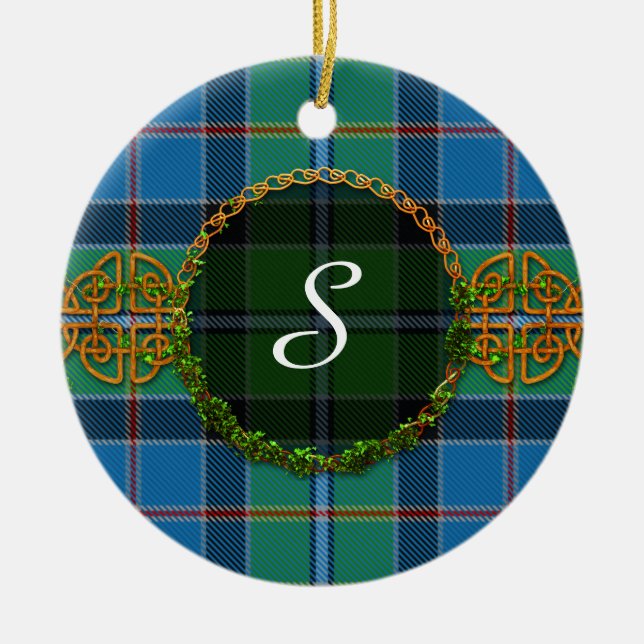 Stirling Tartan And Monogram Ceramic Ornament (Front)