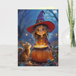 Stirring Up Some Magic! Cute witch, custom Card