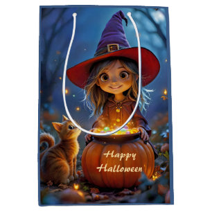 Stirring Up Some Magic! Cute witch, custom  Medium Gift Bag
