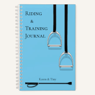 Stirrup Irons & Riding Crop Blue Medium Equestrian Notebook