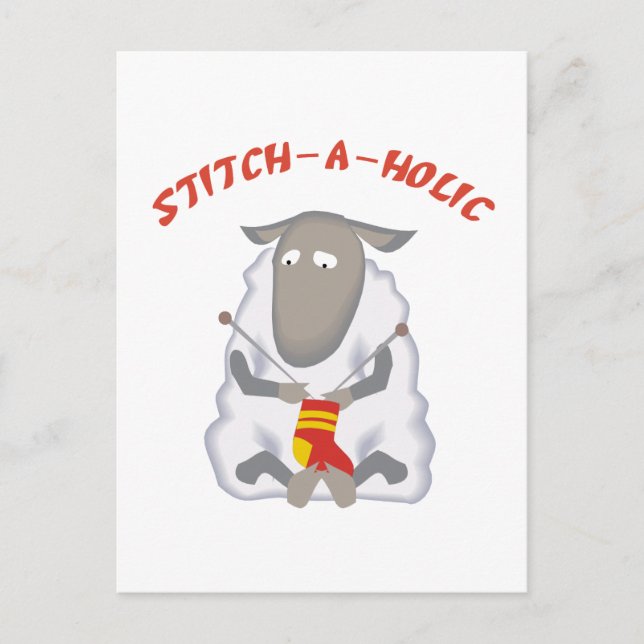 Stitch-a-holic Knitter Postcard (Front)