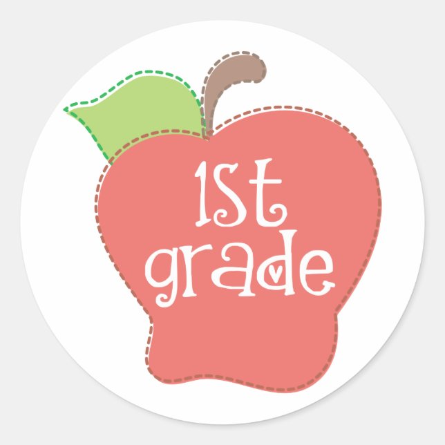 Stitch Apple 1st grade Classic Round Sticker (Front)
