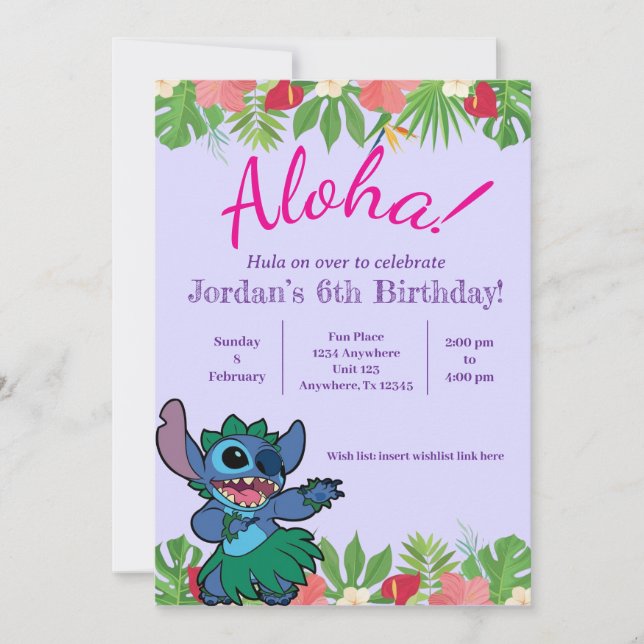 Stitch Birthday Invitation (Front)