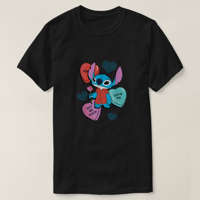 Stitch Funny Candy Hearts Valentine's Day  T-Shirt (Design Front)