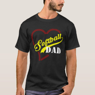 Stitch Heart Softball Dad Personalised Mens Black T-Shirt