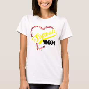 Stitch Heart Softball Mum Personalised White TShir T-Shirt