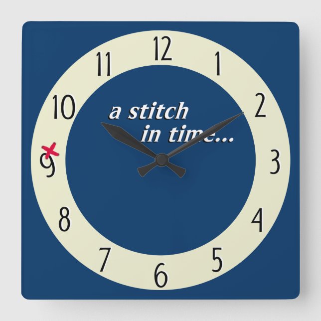 Stitch in time saves 9 clock - blue (Front)