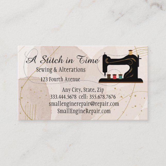 Stitch in Time Sewing Alterations Repair Business  Card (Front)