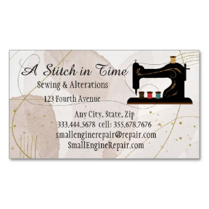 Stitch in Time Sewing Alterations Repair Magnetic Business Card