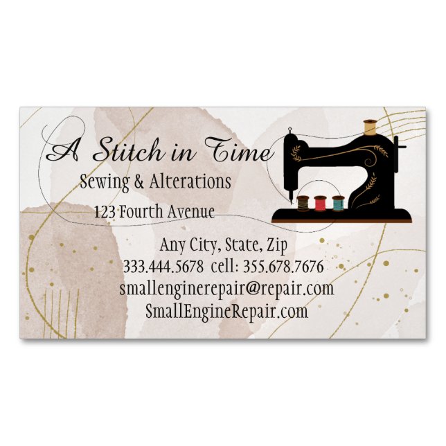 Stitch in Time Sewing Alterations Repair   Magnetic Business Card (Front)
