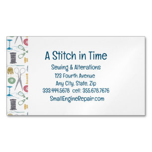 Stitch in Time Sewing Alterations Repair Magnetic Business Card