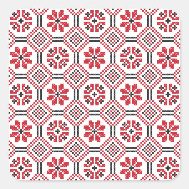 Stitch pattern square sticker (Front)