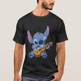 Stitch Playing Ukulele Sticker T-Shirt