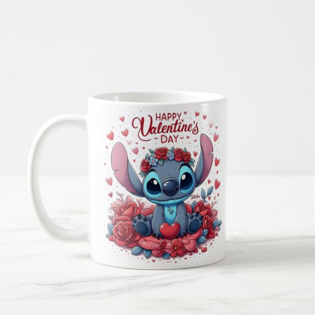 stitch saint valentin  coffee mug (Left)