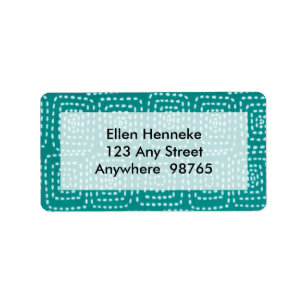 Stitch Squares on Teal Label