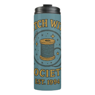 Stitch Witch Society EST 1994 Retro Sewing Art     Thermal Tumbler