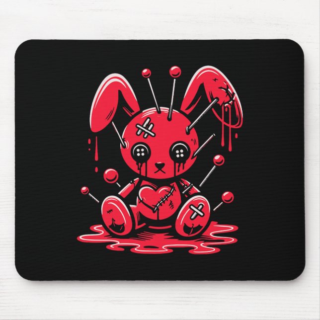 Stitched Bunny Rabbit Pastel Goth Anime Kawaii Got Mouse Pad (Front)
