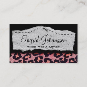 Stitched Collage Unique Leopard Business Cards