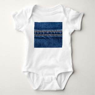 Stitched denim: closeup jeans texture. baby bodysuit