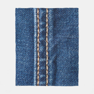Stitched denim: closeup jeans texture. fleece blanket