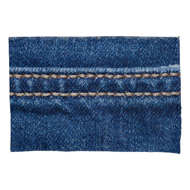Stitched denim: closeup jeans texture. pillowcase (Front)