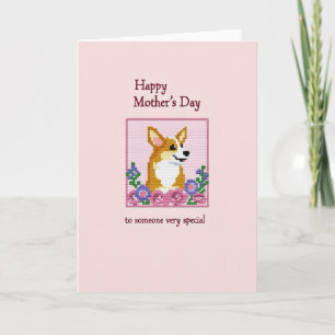 Stitched Dog Mothers Day Card