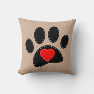 Stitched Dog Paw Print Cushion