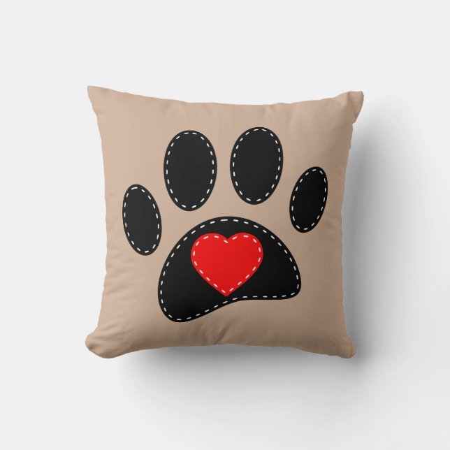Stitched Dog Paw Print Cushion (Front)