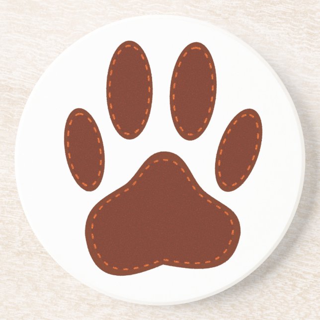 Stitched Felt Dog Paw Print Coaster (Front)