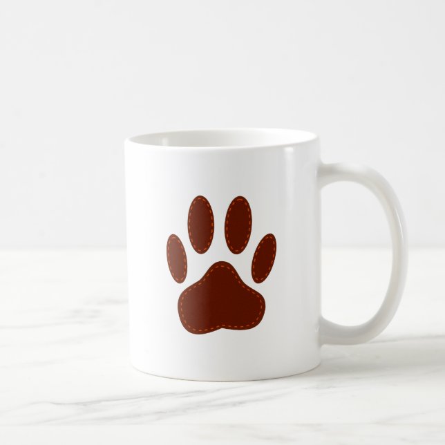 Stitched Felt Dog Paw Print Coffee Mug (Right)