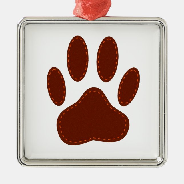 Stitched Felt Dog Paw Print Metal Tree Decoration (Front)