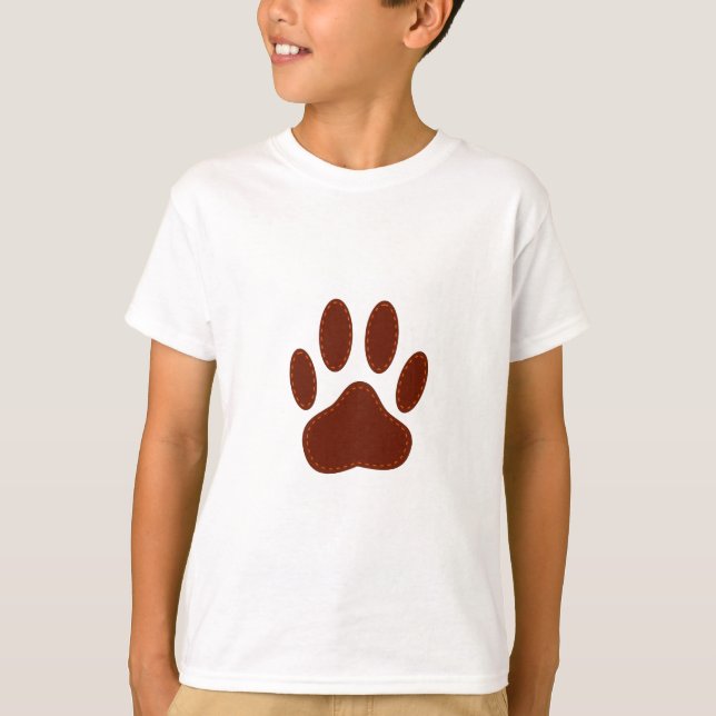 Stitched Felt Dog Paw Print T-Shirt (Front)