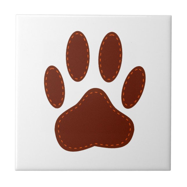 Stitched Felt Dog Paw Print Tile (Front)