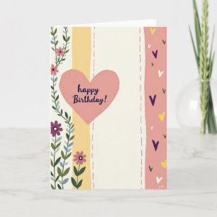 Stitched Heart Birthday Wish Card