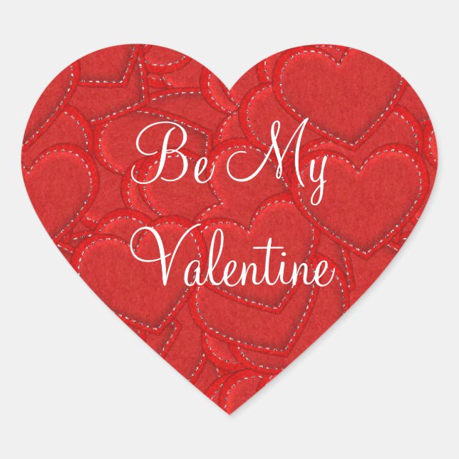 Stitched Hearts Be My Valentine Stickers (Front)