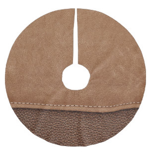 Stitched leather: grey, black background. brushed polyester tree skirt