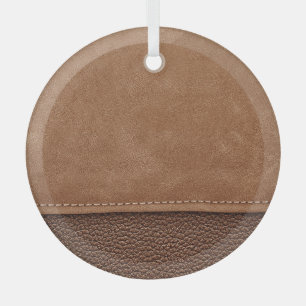 Stitched leather: grey, black background. glass tree decoration