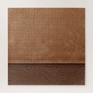 Stitched leather: grey, black background. jigsaw puzzle