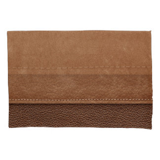 Stitched leather: grey, black background. pillowcase