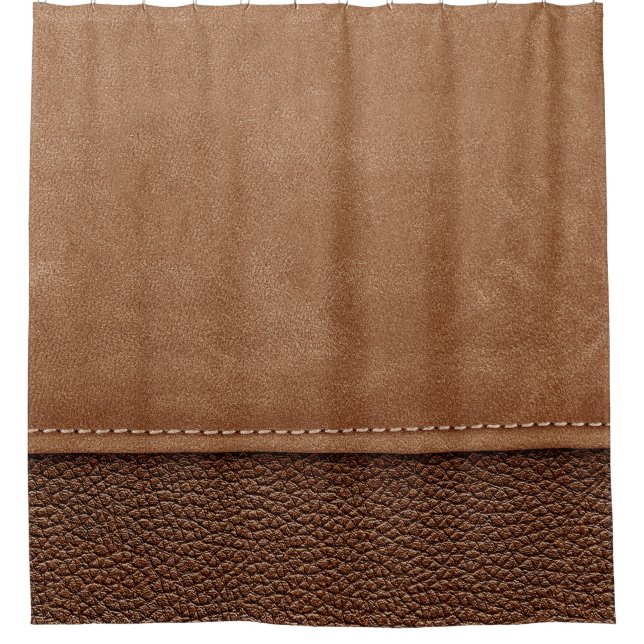 Stitched leather: grey, black background. shower curtain (Front)